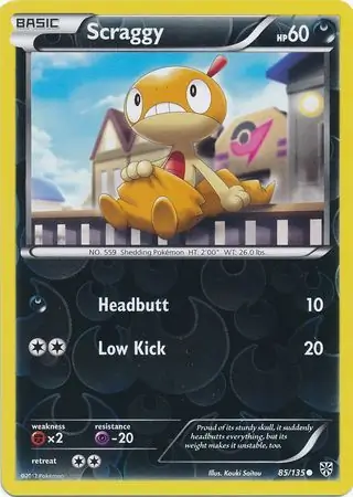 Scraggy Reverse Holo Pokemon card from Plasma Storm