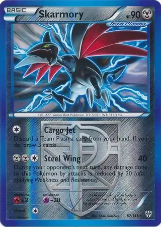 Skarmory Reverse Holo Pokemon card from Plasma Storm