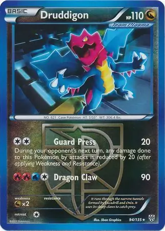 Druddigon Reverse Holo Pokemon card from Plasma Storm