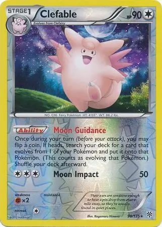 Clefable Reverse Holo Pokemon card from Plasma Storm