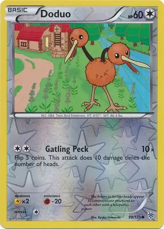 Doduo Reverse Holo Pokemon card from Plasma Storm