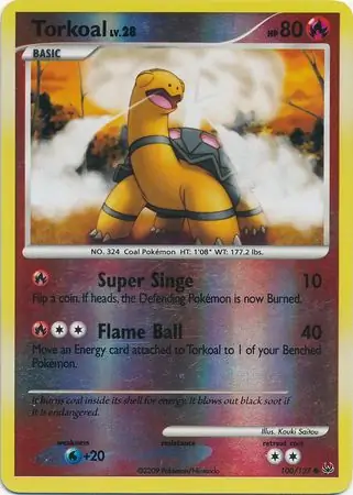 Torkoal Reverse Holo Pokemon card from Platinum