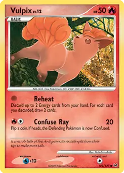 Vulpix Pokemon card from Platinum