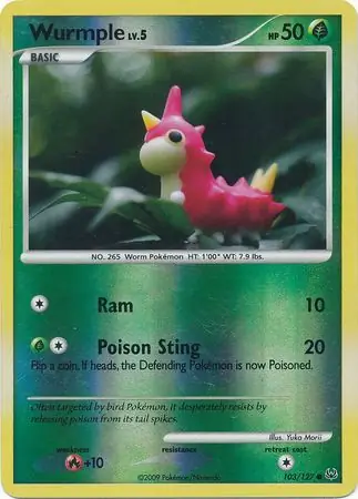 Wurmple Reverse Holo Pokemon card from Platinum