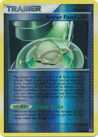 Armor Fossil Reverse Holo Pokemon card from Platinum