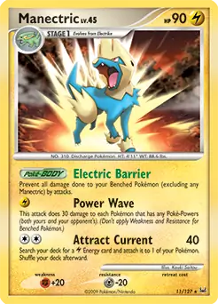 Manectric Holo Pokemon card from Platinum