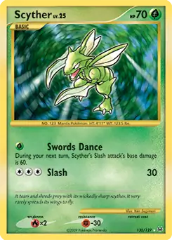 Scyther Secret Pokemon card from Platinum
