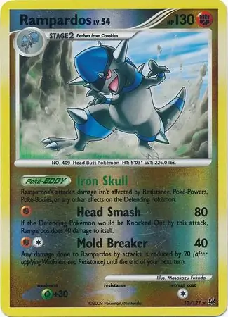 Rampardos Reverse Holo Pokemon card from Platinum
