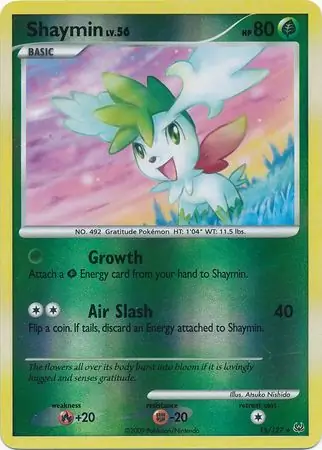 Shaymin Reverse Holo Pokemon card from Platinum