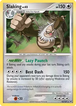 Slaking Holo Pokemon card from Platinum