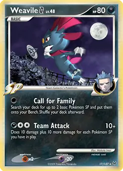 Weavile G Holo Pokemon card from Platinum