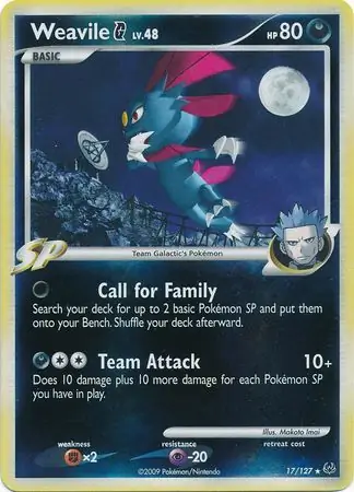 Weavile G Reverse Holo Pokemon card from Platinum