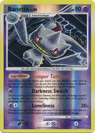 Banette Reverse Holo Pokemon card from Platinum