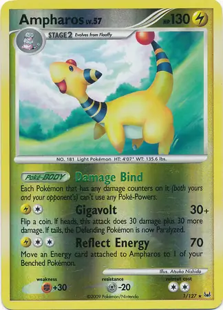 Ampharos Reverse Holo Pokemon card from Platinum