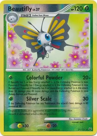 Beautifly Reverse Holo Pokemon card from Platinum