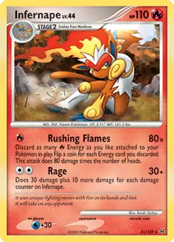 Infernape Pokemon card from Platinum