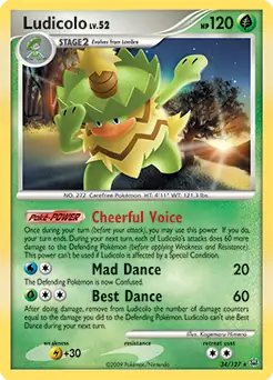 Ludicolo Pokemon card from Platinum