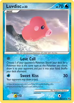 Luvdisc Pokemon card from Platinum