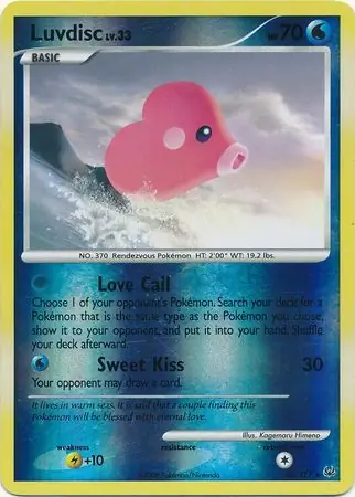 Luvdisc Reverse Holo Pokemon card from Platinum
