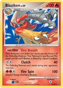 Blaziken Holo Pokemon card from Platinum
