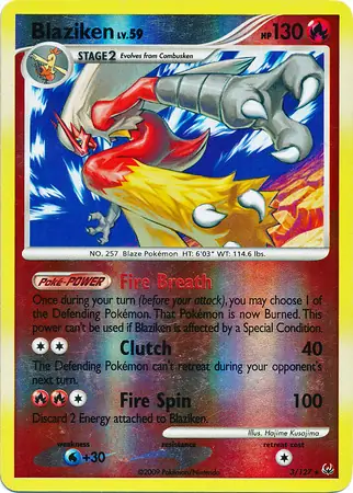 Blaziken Reverse Holo Pokemon card from Platinum