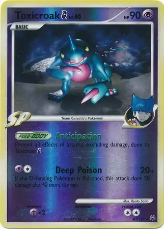 Toxicroak G Reverse Holo Pokemon card from Platinum