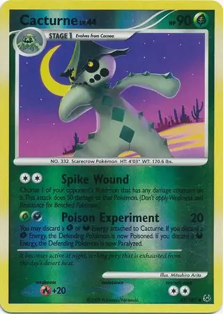 Cacturne Reverse Holo Pokemon card from Platinum