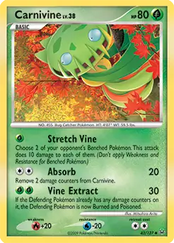 Carnivine Pokemon card from Platinum