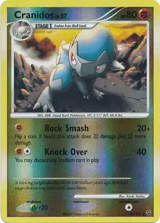 Cranidos Reverse Holo Pokemon card from Platinum