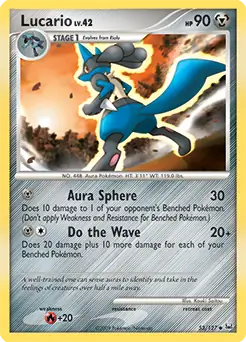 Lucario Pokemon card from Platinum