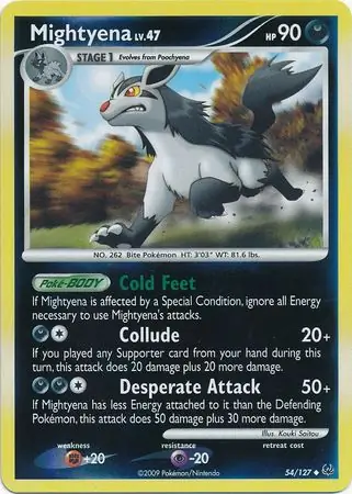 Mightyena Reverse Holo Pokemon card from Platinum