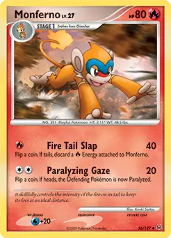 Monferno Pokemon card from Platinum
