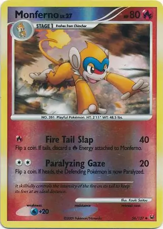 Monferno Reverse Holo Pokemon card from Platinum