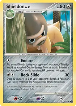 Shieldon Pokemon card from Platinum