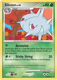 Silcoon Pokemon card from Platinum