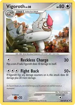 Vigoroth Pokemon card from Platinum
