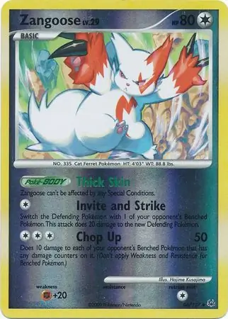 Zangoose Reverse Holo Pokemon card from Platinum
