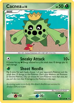 Cacnea Pokemon card from Platinum