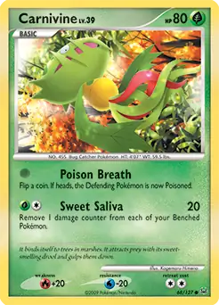 Carnivine Pokemon card from Platinum