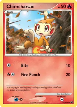 Chimchar Pokemon card from Platinum