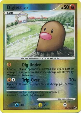 Diglett Reverse Holo Pokemon card from Platinum