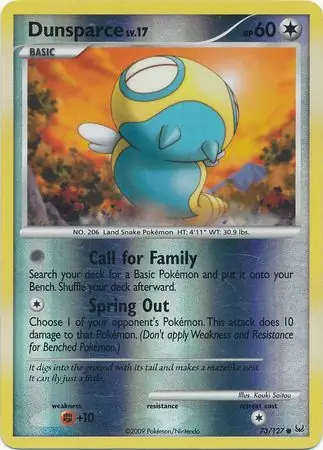 Dunsparce Reverse Holo Pokemon card from Platinum