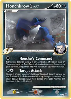 Honchkrow G Pokemon card from Platinum