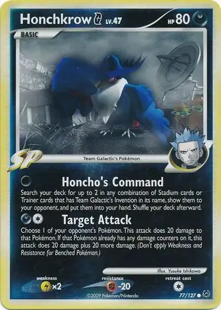 Honchkrow G Reverse Holo Pokemon card from Platinum