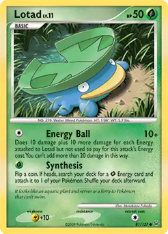 Lotad Pokemon card from Platinum