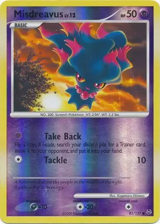 Misdreavus Reverse Holo Pokemon card from Platinum