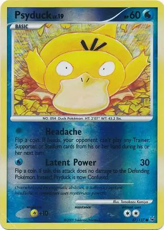 Psyduck Reverse Holo Pokemon card from Platinum