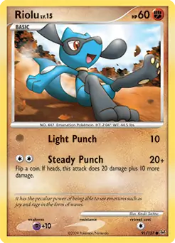 Riolu Pokemon card from Platinum