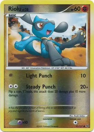 Riolu Reverse Holo Pokemon card from Platinum