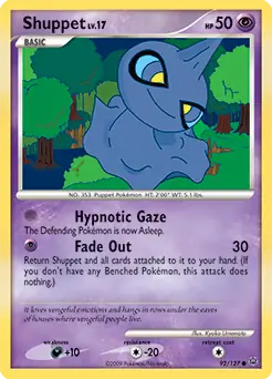 Shuppet Pokemon card from Platinum